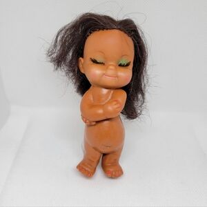 VINTAGE Hawaiian Girl Doll 5.5” Rubber w/ Closed Eyes & Folded Arms *naked*